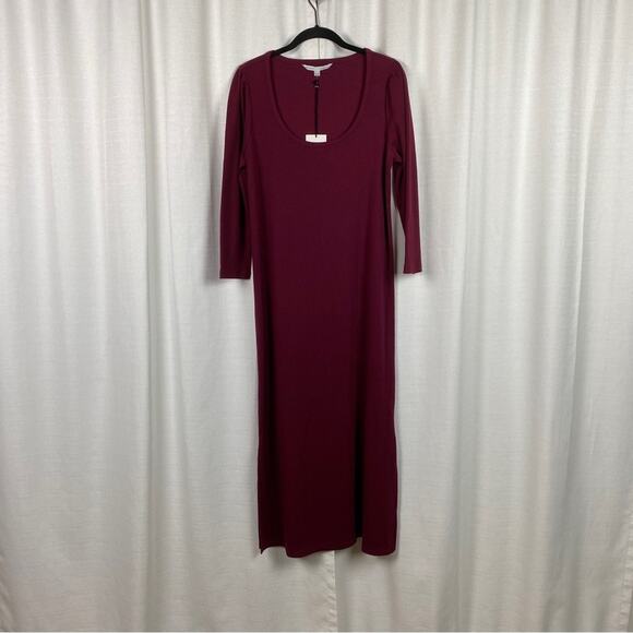 The Nines By Hatch Burgundy Ribbed Jersey Body Con Midi Dress Sz.L NWT - Picture 3 of 16